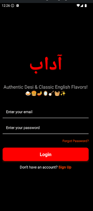 Adab Restaurant Signup & Login screenshot 2 by Atta ur Rehman — AI, React, Next.js, and React Native project