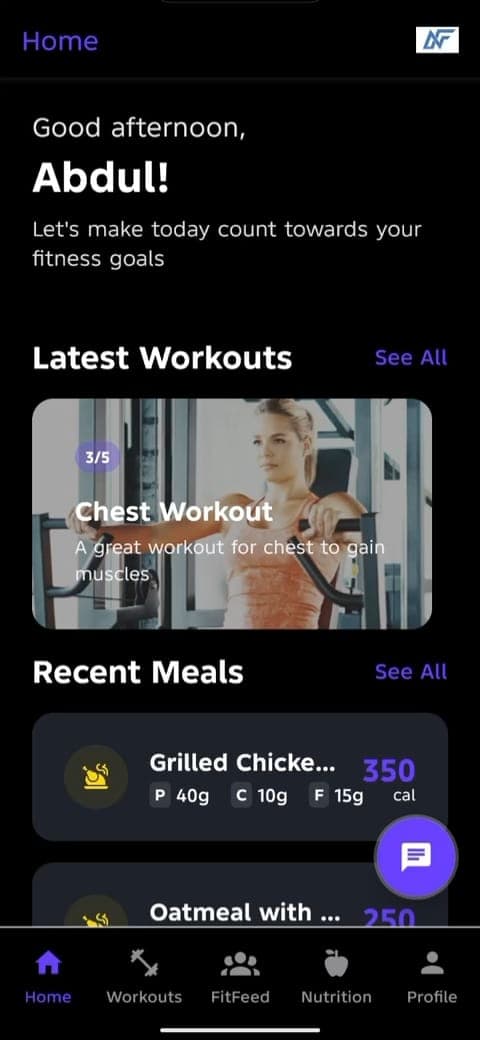 AI Nutrition & Fitness App app screenshot by Atta ur Rehman, full stack and AI software engineer
