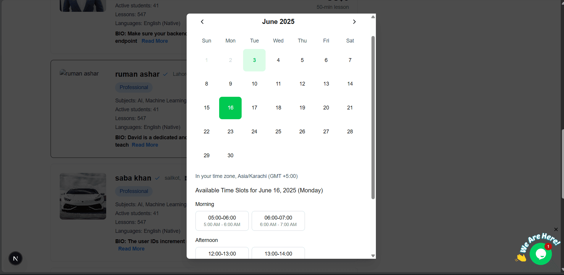 SkillsBridge Lesson Booking screenshot 1 by Atta ur Rehman — AI, React, Next.js, and React Native project