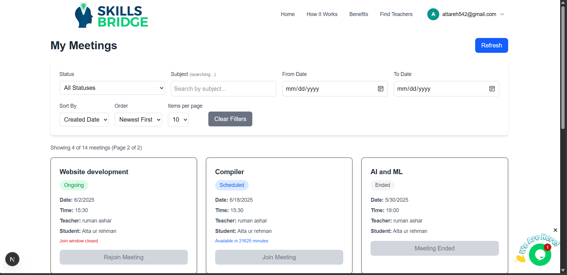 SkillsBridge Meetings Dashboard screenshot 1 by Atta ur Rehman — AI, React, Next.js, and React Native project
