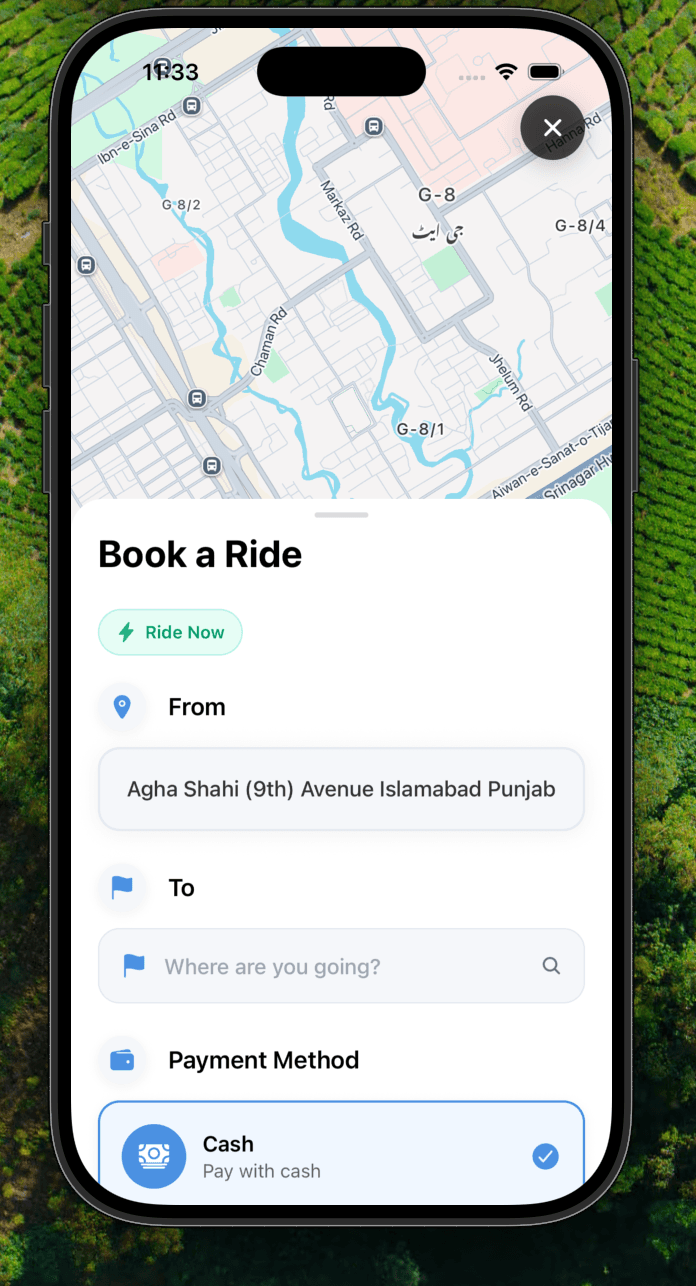 Taxi App Ride Booking & Live Map screenshot 2 by Atta ur Rehman — AI, React, Next.js, and React Native project