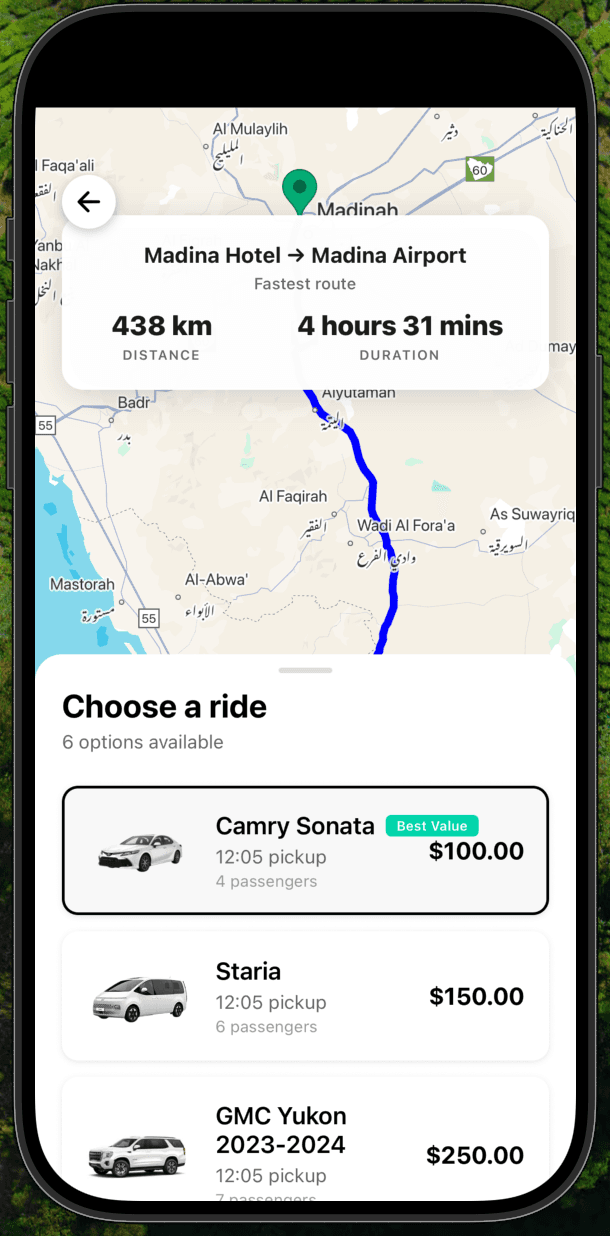 Taxi App Intercity Routes screenshot 1 by Atta ur Rehman — AI, React, Next.js, and React Native project