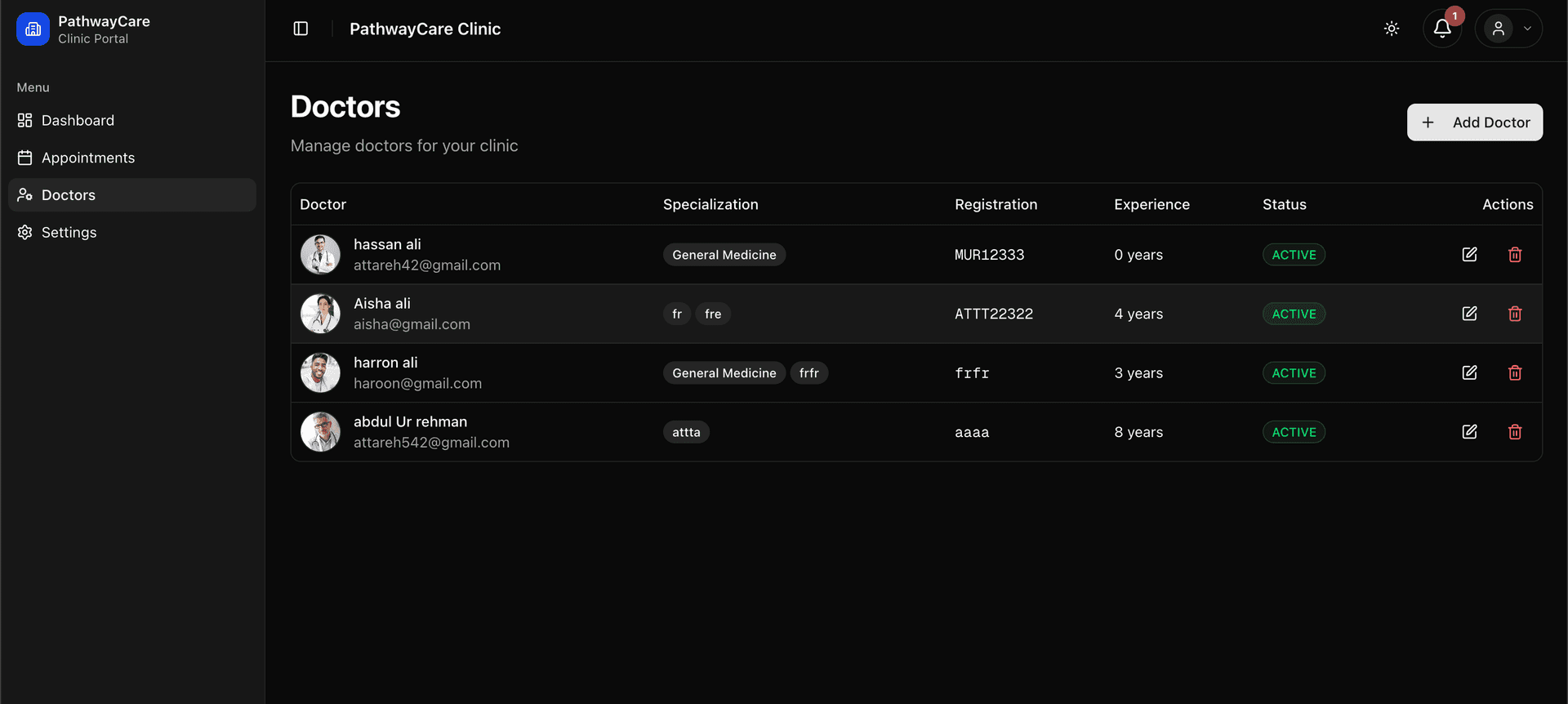 Pathway Care Clinic Dashboard (Next.js) screenshot by Atta ur Rehman Pathway Care Clinic Dashboard (Next.js) screenshot 4 by Atta ur Rehman — AI, React, Next.js, and React Native project
