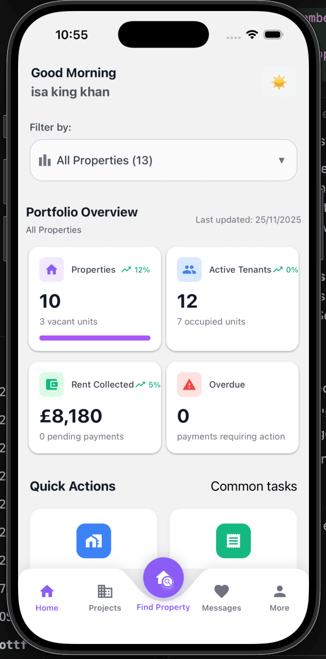 Property Management App Login & Portfolio Dashboard screenshot by Atta ur Rehman Property Management App Login & Portfolio Dashboard screenshot 2 by Atta ur Rehman — AI, React, Next.js, and React Native project